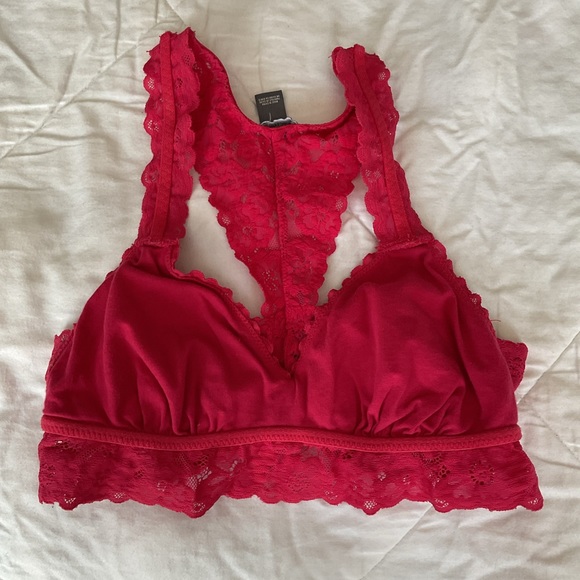 Aerie Hot Pink Floral Lace Racerback Bralette - Picture 5 of 8